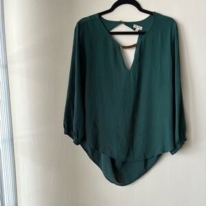 Extra large dark green blouse with gold accents